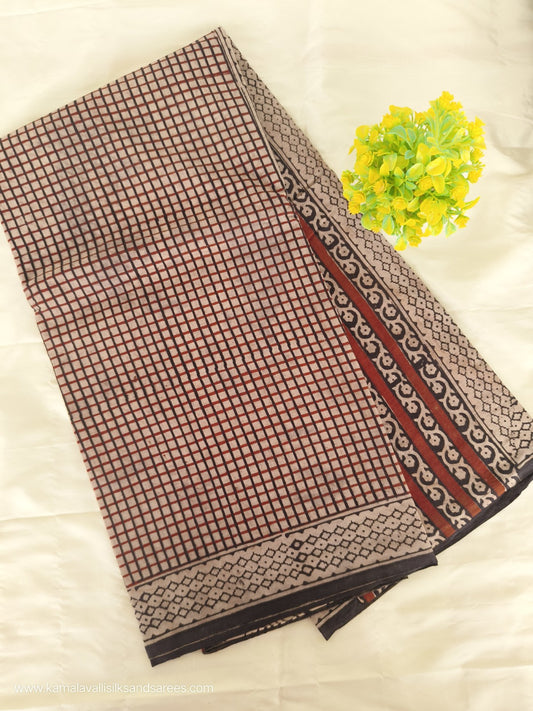 Hand Block Printed Mul Mul Cotton Saree