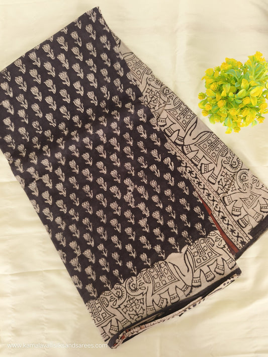 Hand Block Printed Mul Mul Cotton Saree