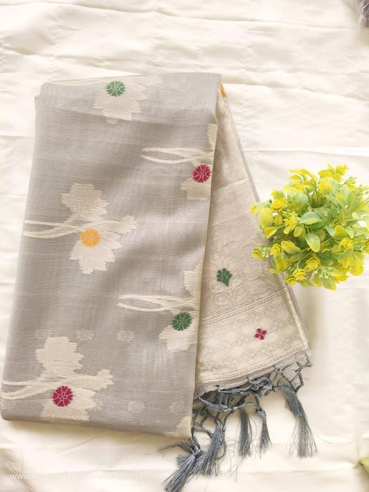 Semi Banaras Saree mild Grey Colour