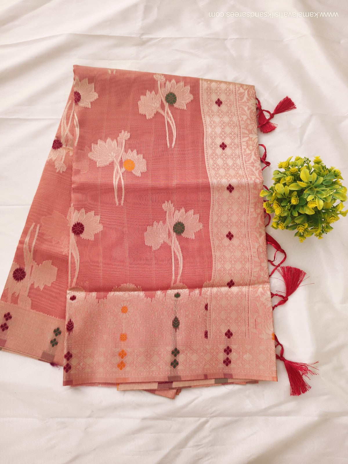 Semi Banaras Saree Peach Colour