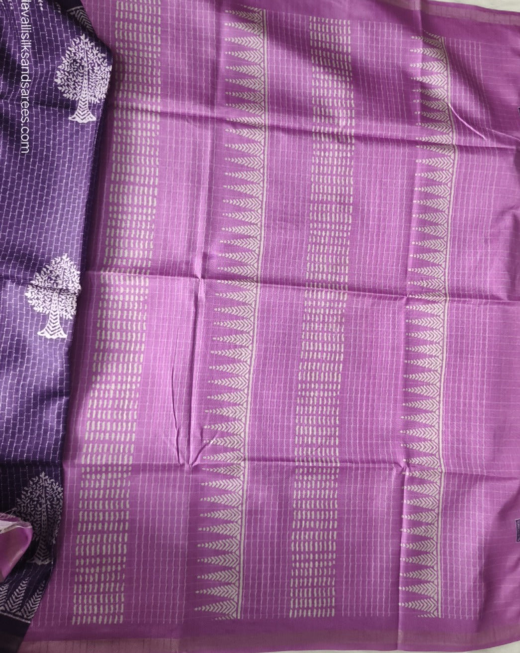 Semi Tussar Saree Purple and Pink Colour