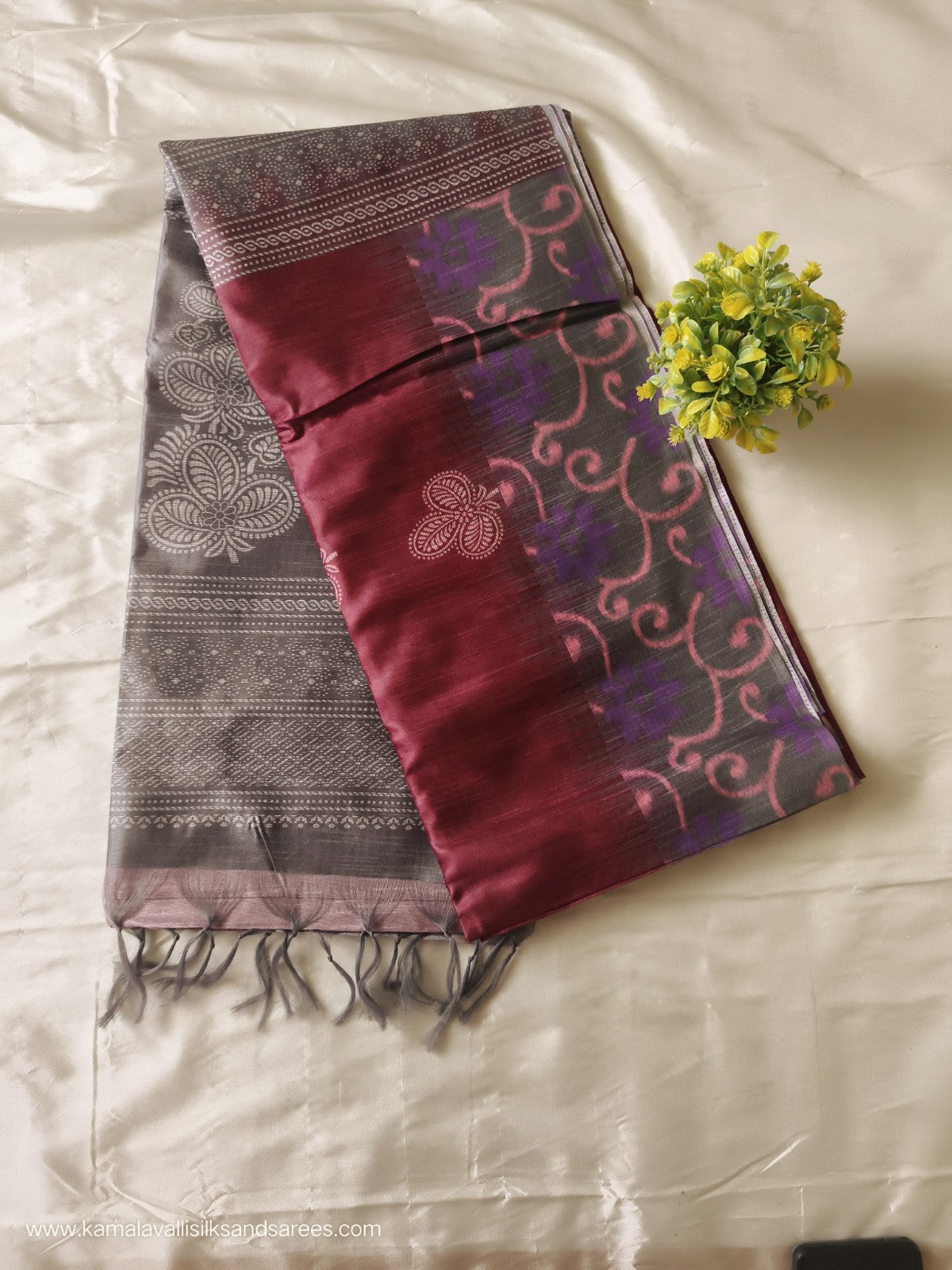 Semi Tussar Saree Brown Colour