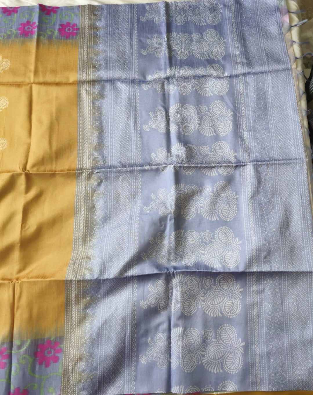 Semi Tussar Saree Mustard Colour