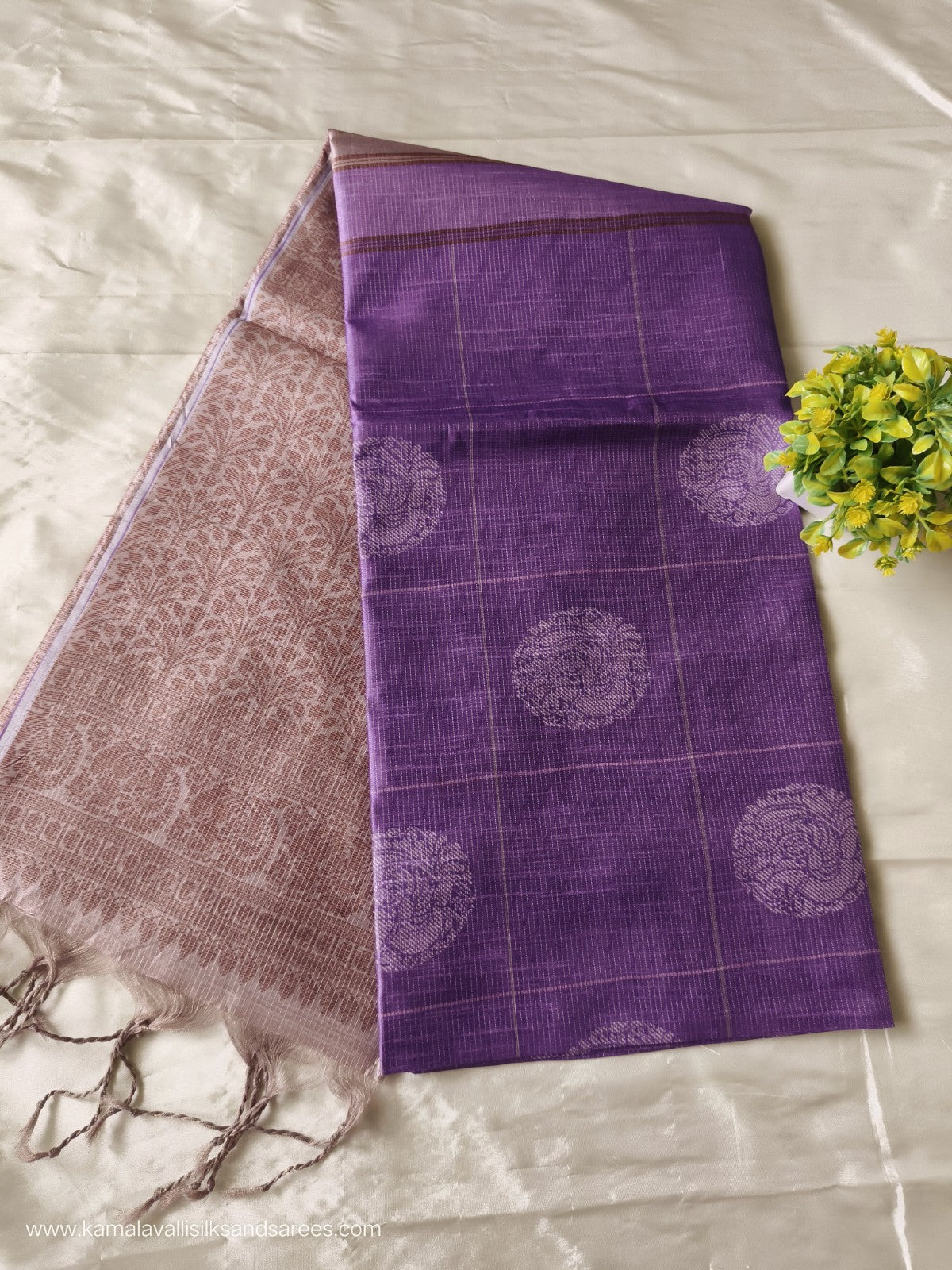 Semi Tussar Saree Purple Colour