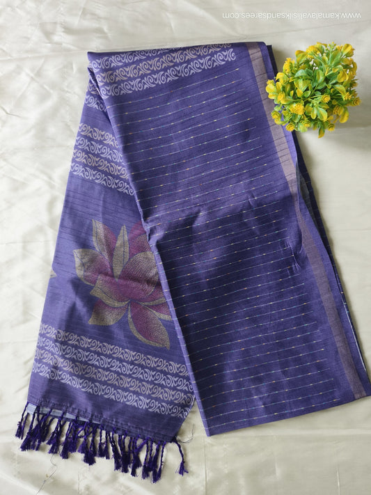 Semi Tussar Saree Purple Colour