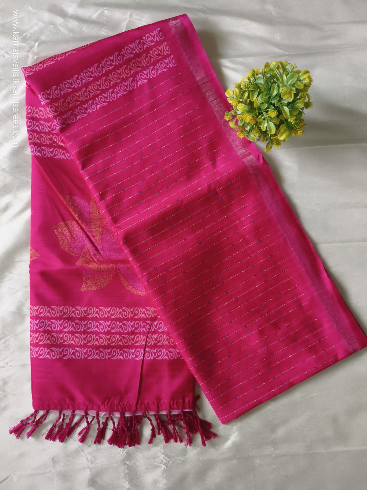 Semi Tussar Saree Rose Colour