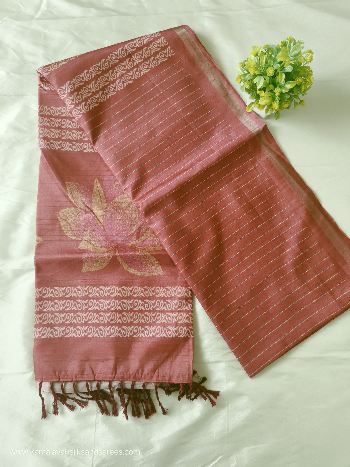 Semi Tussar Saree Onion Colour