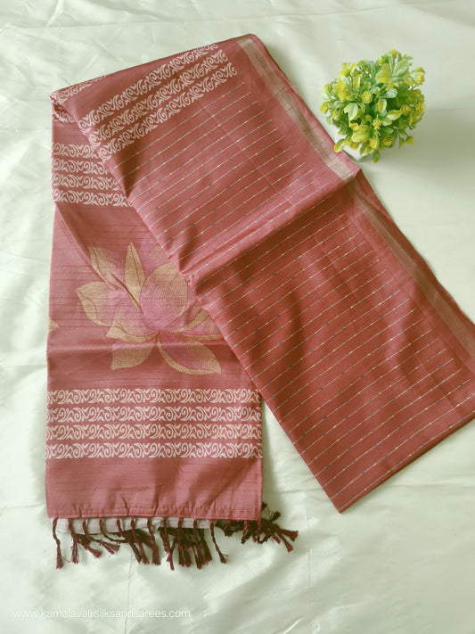 Semi Tussar Saree Onion Colour