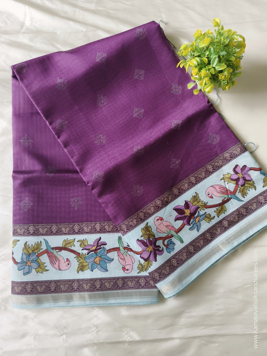 Semi Tussar Saree Purple Colour