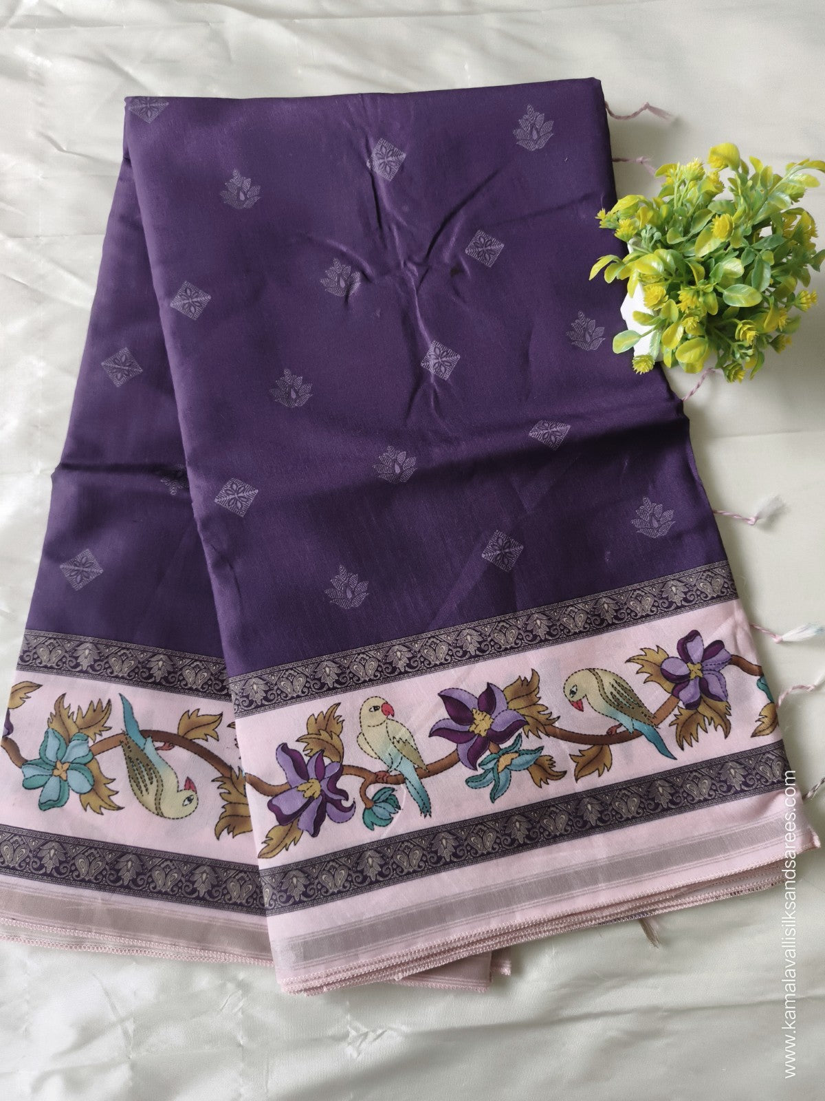 Semi Tussar Saree Purple Colour