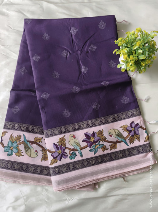 Semi Tussar Saree Purple Colour