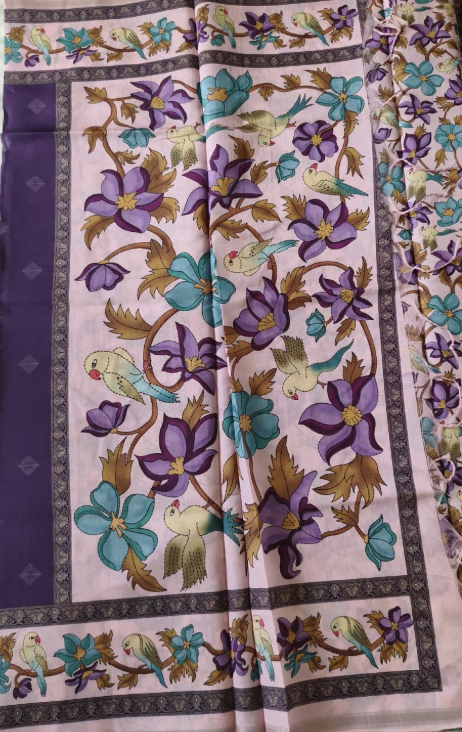 Semi Tussar Saree Purple Colour