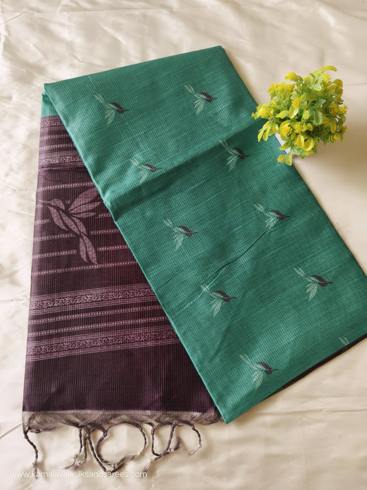 Semi Tussar Saree Pastel Green Colour