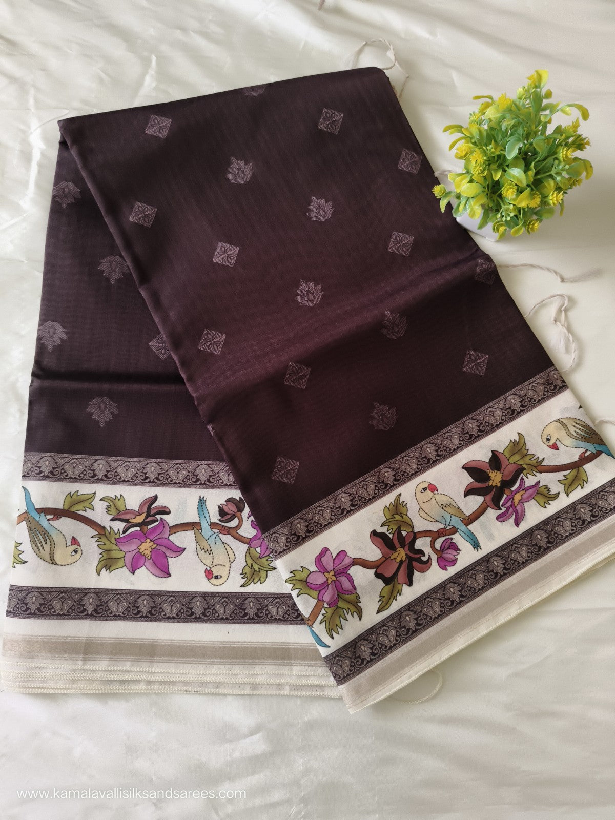 Semi Tussar Saree Black Colour
