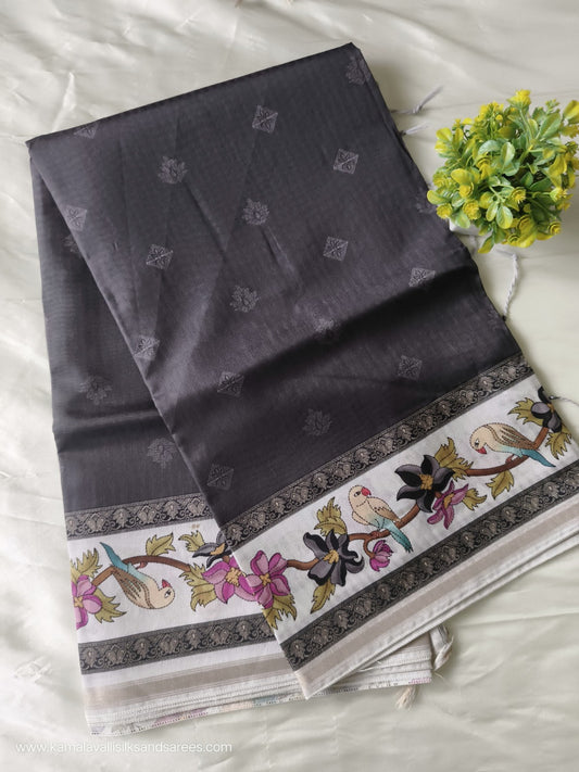 Semi Tussar Saree Gray Colour
