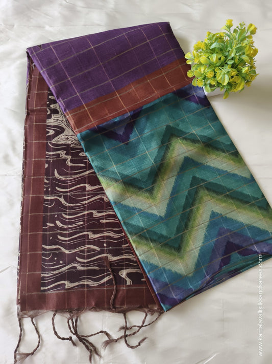 Semi Tussar Saree multi Colour