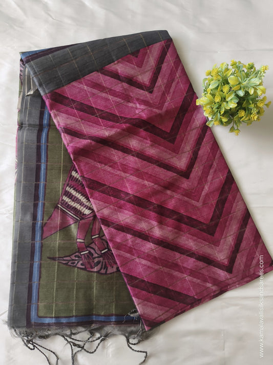 Semi Tussar Saree Rose Colour