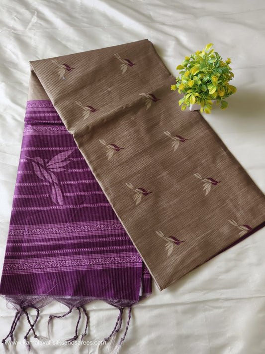 Semi Tussar Saree mild cream Colour