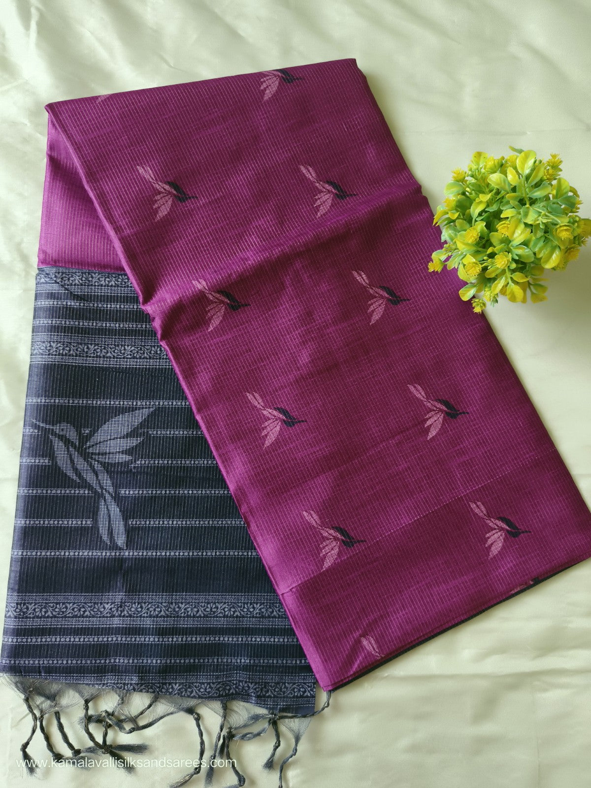 Semi Tussar Saree Purple Colour