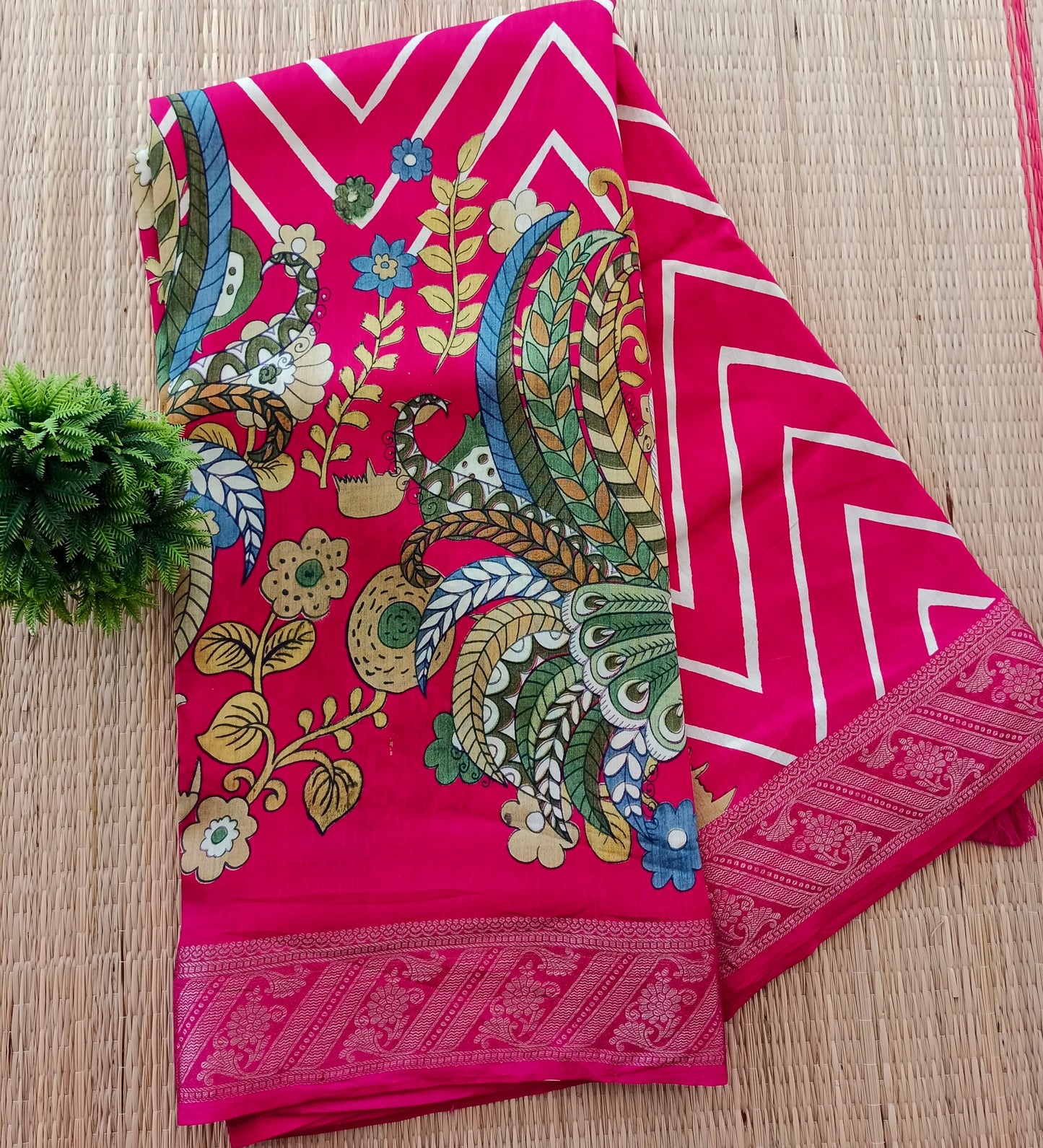 Binni Silk Saree rose colour
