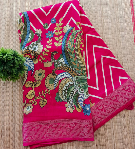 Binni Silk Saree rose colour